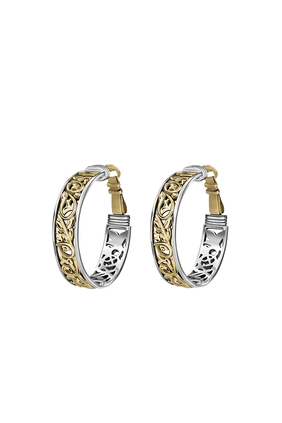 Blessings Hoop Earrings, 18k Yellow Gold & Sterling Silver